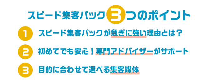 スピード集客パック3つのポイント