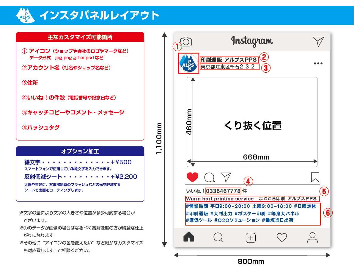 Snsパネル インスタパネル 大判出力 ポスター印刷 のまごころ印刷通販 アルプスpps